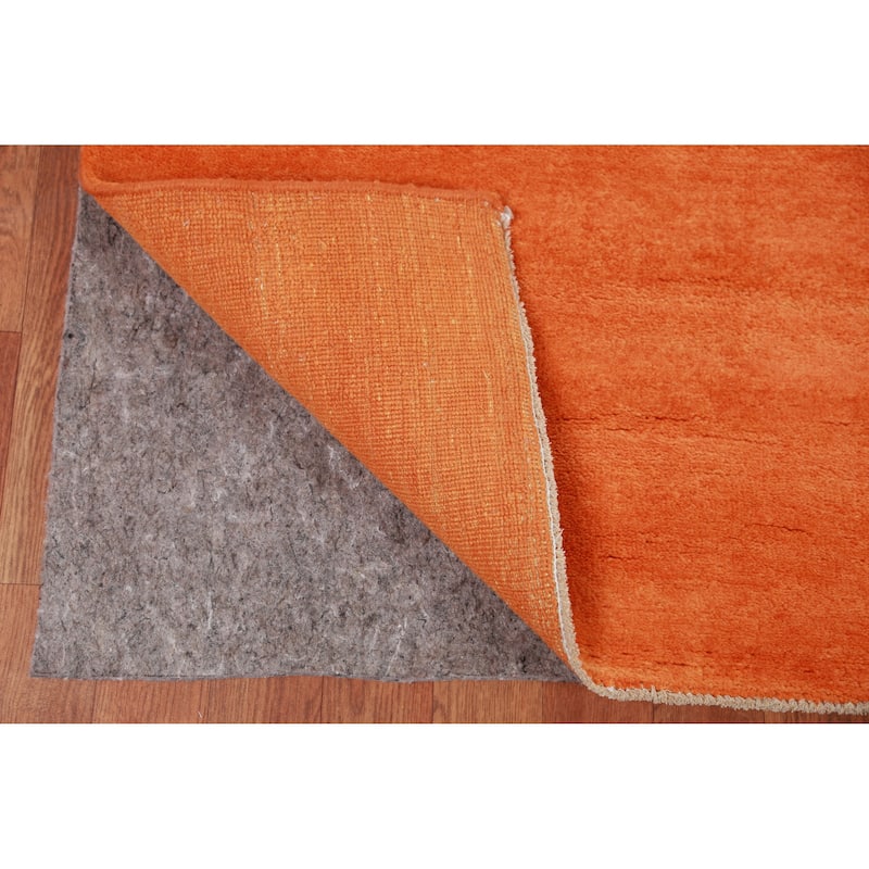 Hand Knotted Oriental 100% Wool Carpet Modern Solid Oranges & Rust Gabbeh Area Rug - 12' 1'' X 9' 3''
