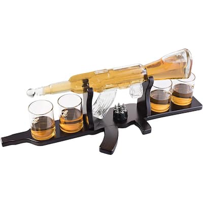 Gun Decanter with 4 Glasses - 5"L x 5"W x 5"H