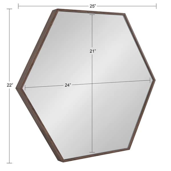 dimension image slide 5 of 8, Kate and Laurel Rhodes Framed Mid-century Hexagonal Wall Mirror