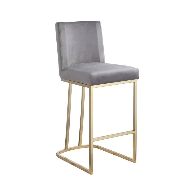 2pcs Velvet Upholstered Fabric Counter Height Bar Stools with Back - N/A