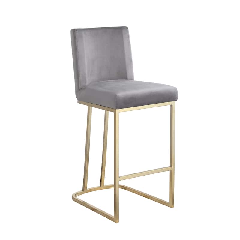 Ostweer Furniture Set of 2 Modern Velvet Fabric Kitchen Stools for Counter Pub - Creamy White