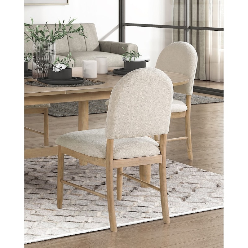 Natural Finish Beautiful Dining Set Oval Table with Leaf and Upholstered Chairs Wooden Furniture