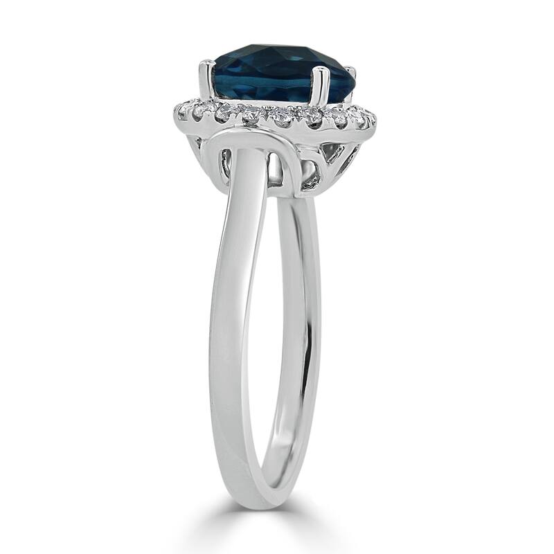 Auriya 3 5/8ct Round London Blue Topaz and Halo Diamond Engagement Ring 1/4ctw 14k Gold