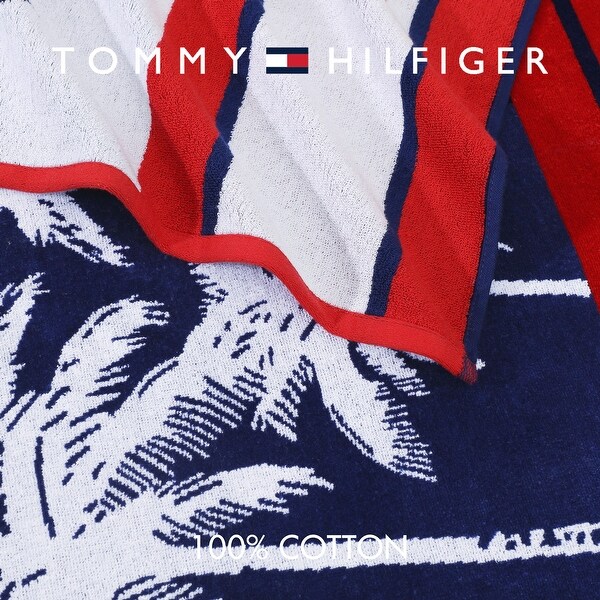 Tommy Hilfiger Printed Cotton Beach Towel - 36 x 68 - Bed Bath
