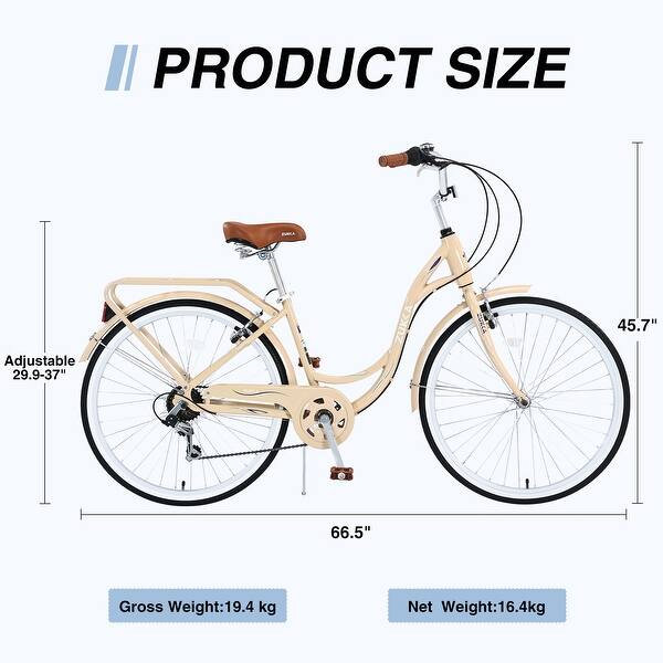 dimension image slide 1 of 2, Ladys Bike, 7 Speed, Steel Frame, Multiple Colors