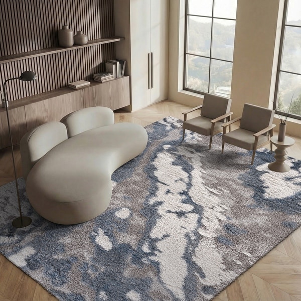 SAFAVIEH Horizon Shag Mukades Abstract 2.5-inch Thick Rug - On