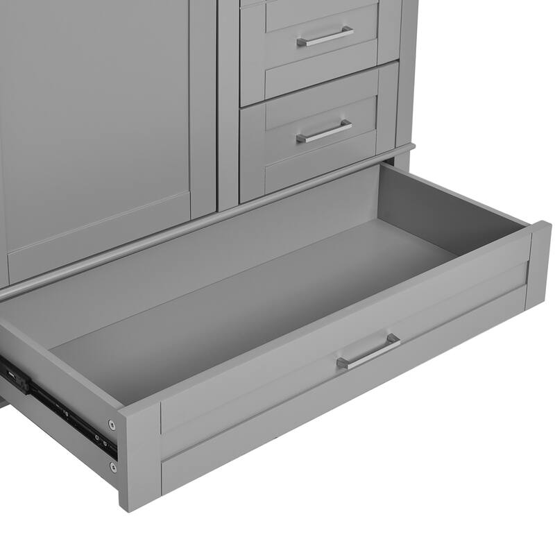 Simple Freestanding Bathroom Vanity Storage Cabinet with 3 Drawers of Different Sizes, Soft Close Door and Metal Handles