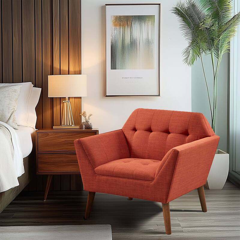 INK IVY Newport Wide Mid-Century Modern Lounge Chair - Single - Spice