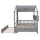 preview thumbnail 8 of 16, Modern Design Full Size House Bed with Wooden Trundle-Gray
