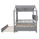 preview thumbnail 26 of 34, Modern Design Full Size House Bed with Wooden Trundle-White