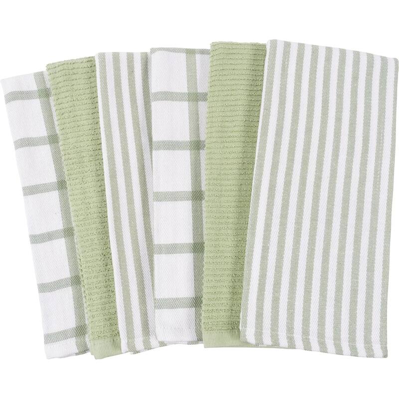 Mixed Flat & Terry Kitchen Towels, Set of 6