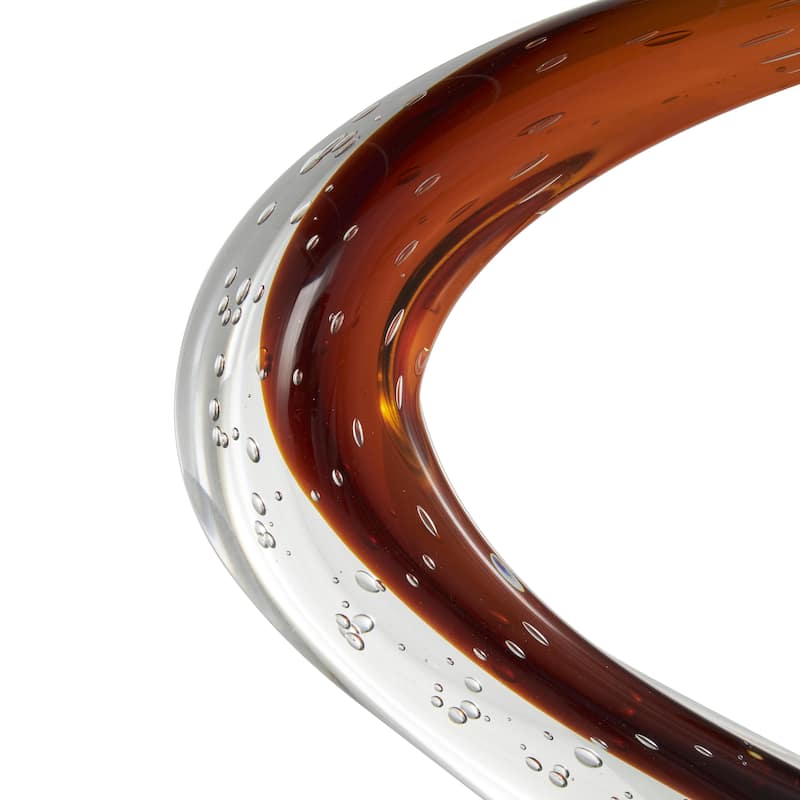 Glass Abstract Ombre Cutout Oval Decorative Sculpture with Bubble Texturing - Dark Blue or Copper - Roche River Decor