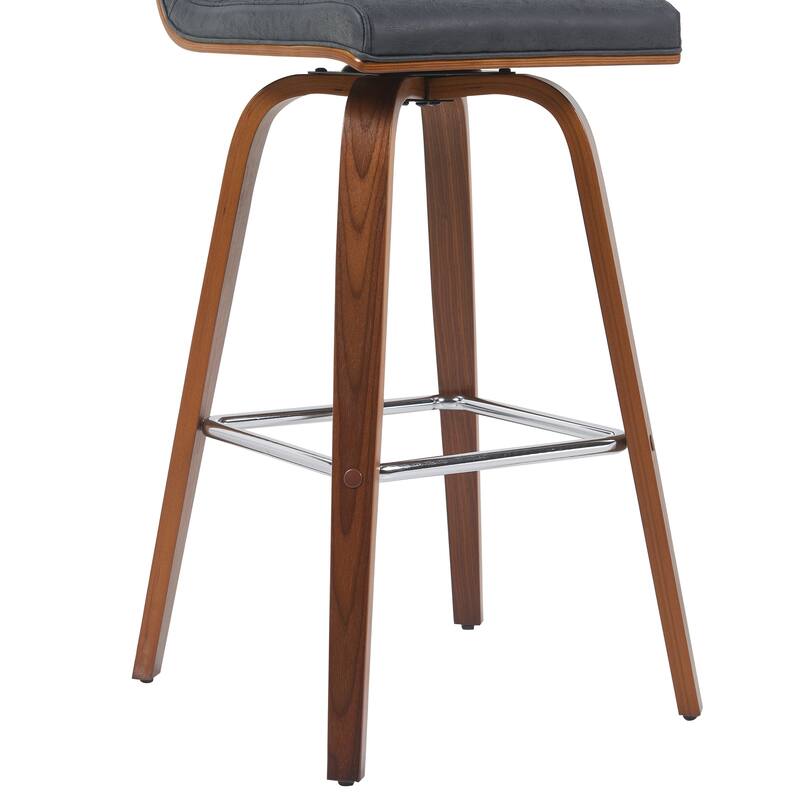 Skara Swivel Bar Stool, Upholstered Bar Height Chair with Bentwood Frame