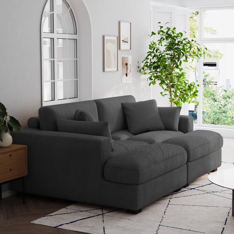 Navaeh Corduroy Modular Sectional Sofa Large Couch Sleeper Chaise