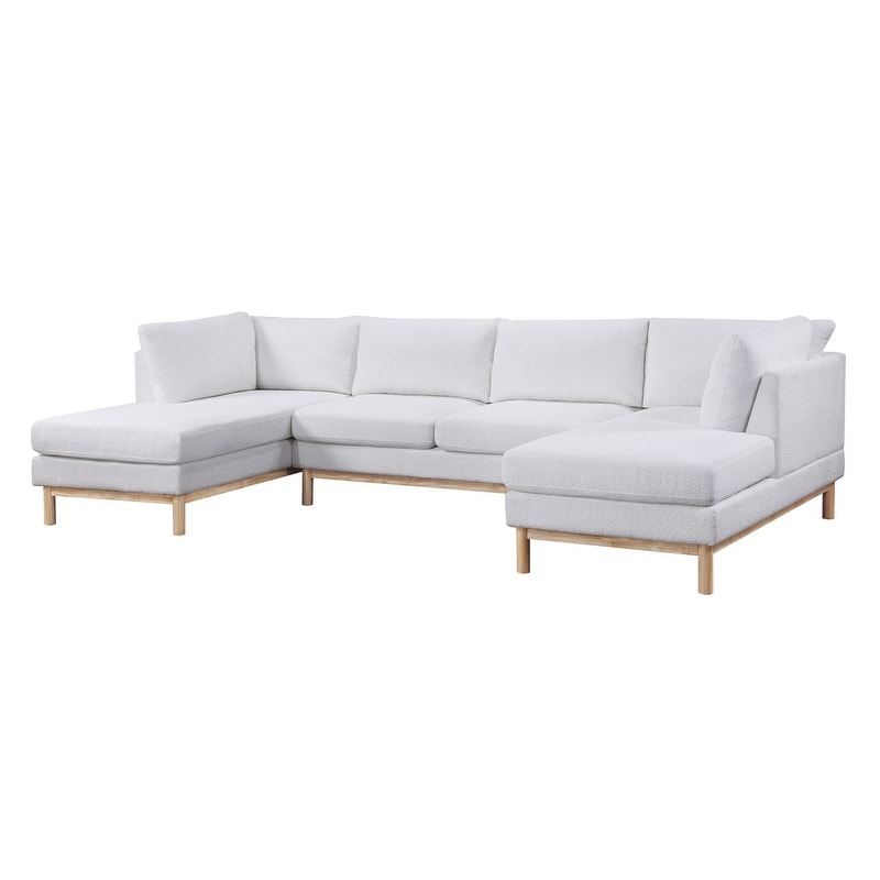 Hallie Sherpa 124" Wide Double Chaise U-Shape Sectional Sofa