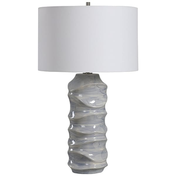 slide 2 of 7, Uttermost Waves Blue and White Table Lamp