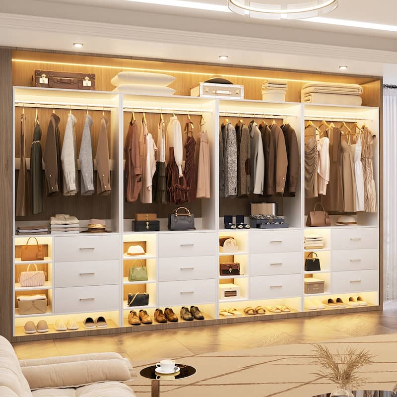 Cimly 30'' W Freestanding Closet System with Hanging Rod, Closet Organizer with Drawers and Shelves