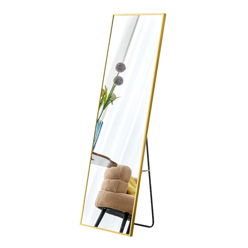 Roomfitters Wall Mounted Full Body Mirror with Transparent Aluminum Frame, 59"x15.7" Modern Decorative Mirror, Transparent