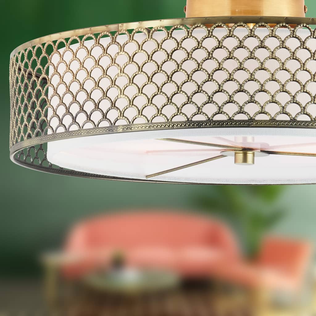 River of Goods Leyla Brushed Gold Metal 18.25-inch Semi-Flush Mount Ceiling Light - 18.25" x 18.25" x 6.375"
