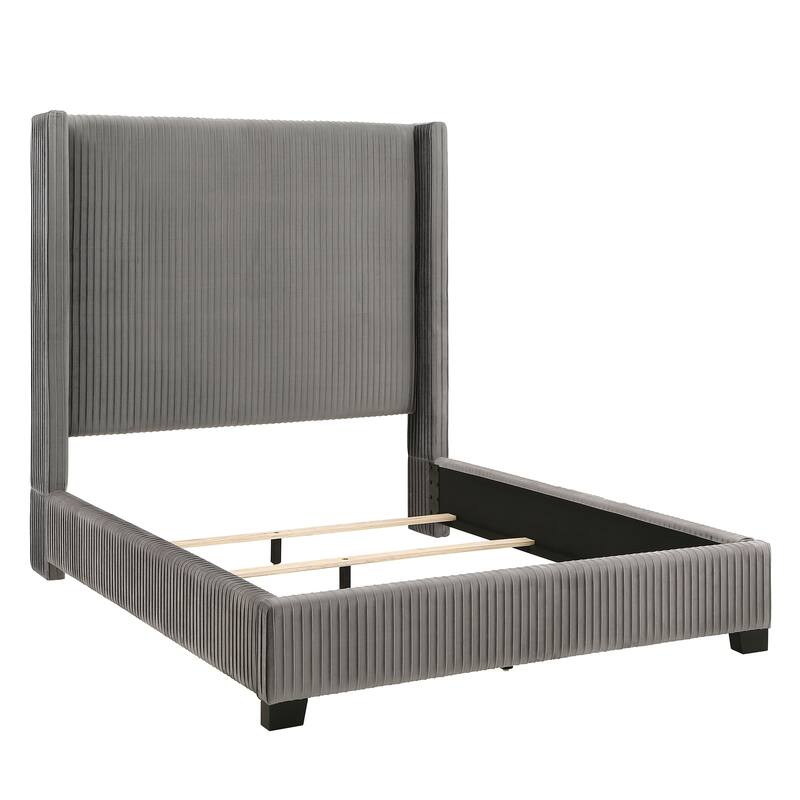 Judith Pleated Velvet Upholstered Wingback Bed by iNSPIRE Q Modern