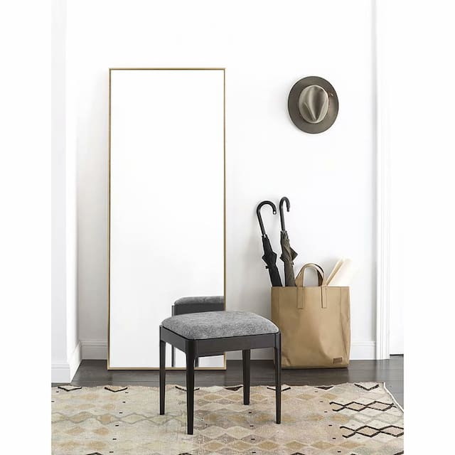 Modern Aluminum Alloy Slim Framed Full-length Floor Mirror - 71x24 - Black
