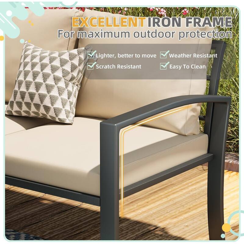 AECOJOY Metal Patio Furniture Set 7 Pieces Modern Outdoor Conversation Set