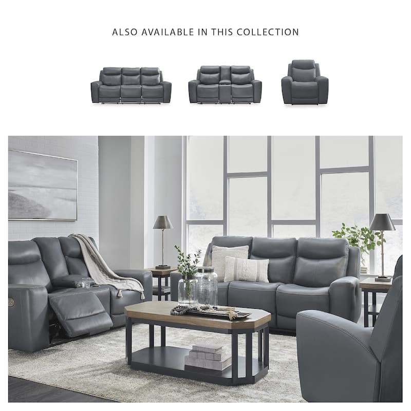 Signature Design by Ashley Mindanao Steel Power Reclining Loveseat with Console - 79"W x 42"D x 43"H