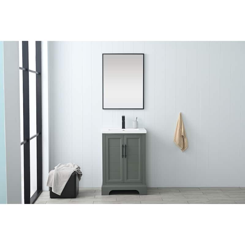 Vanity Art 24" Single Sink Bathroom Vanity with Ceramic Sink & Top - Vintage Green
