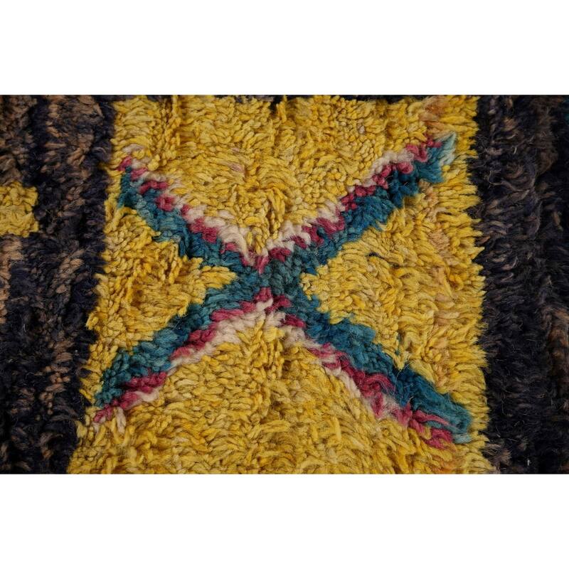 All-Over Black Plush Large Moroccan Area Rug Handmade Wool Carpet - 9'9" x 15'1"