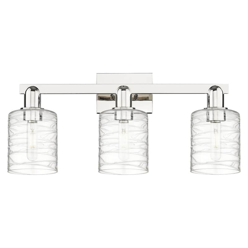 Innovations Lighting 716-3W-11-24 Cobbleskill Vanity Cobbleskill 3 - Polished Nickel / Deco Swirl