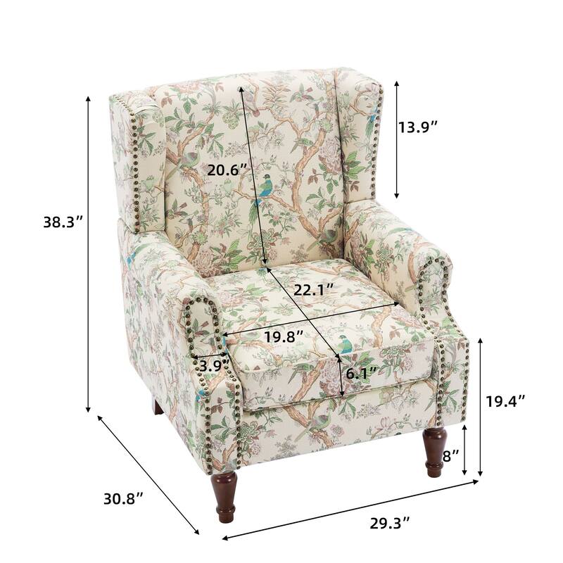 Upholstered Accent Chair Nailhead Trim Arm Chair