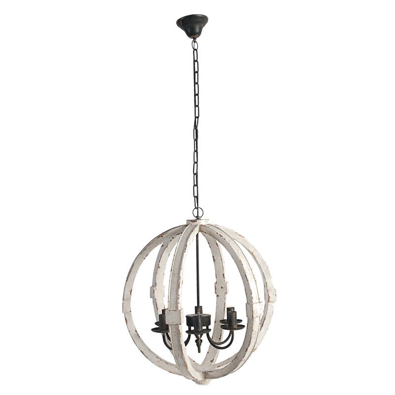 6 Light Wood Chandelier (Bulb Not Included)