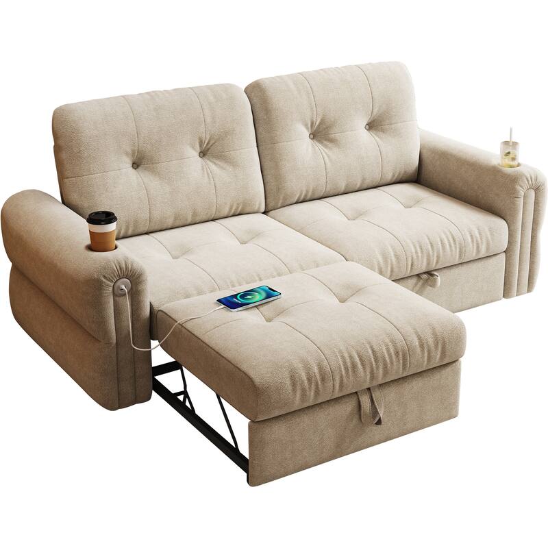 GDFStudio - Chenille Convertible 2-Seater 74" Sofa Bed