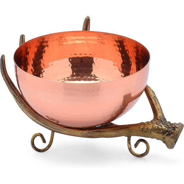 Cheer Collection Copper Colored Decorative Bowl on Rustic Antler Stand. Opens flyout.