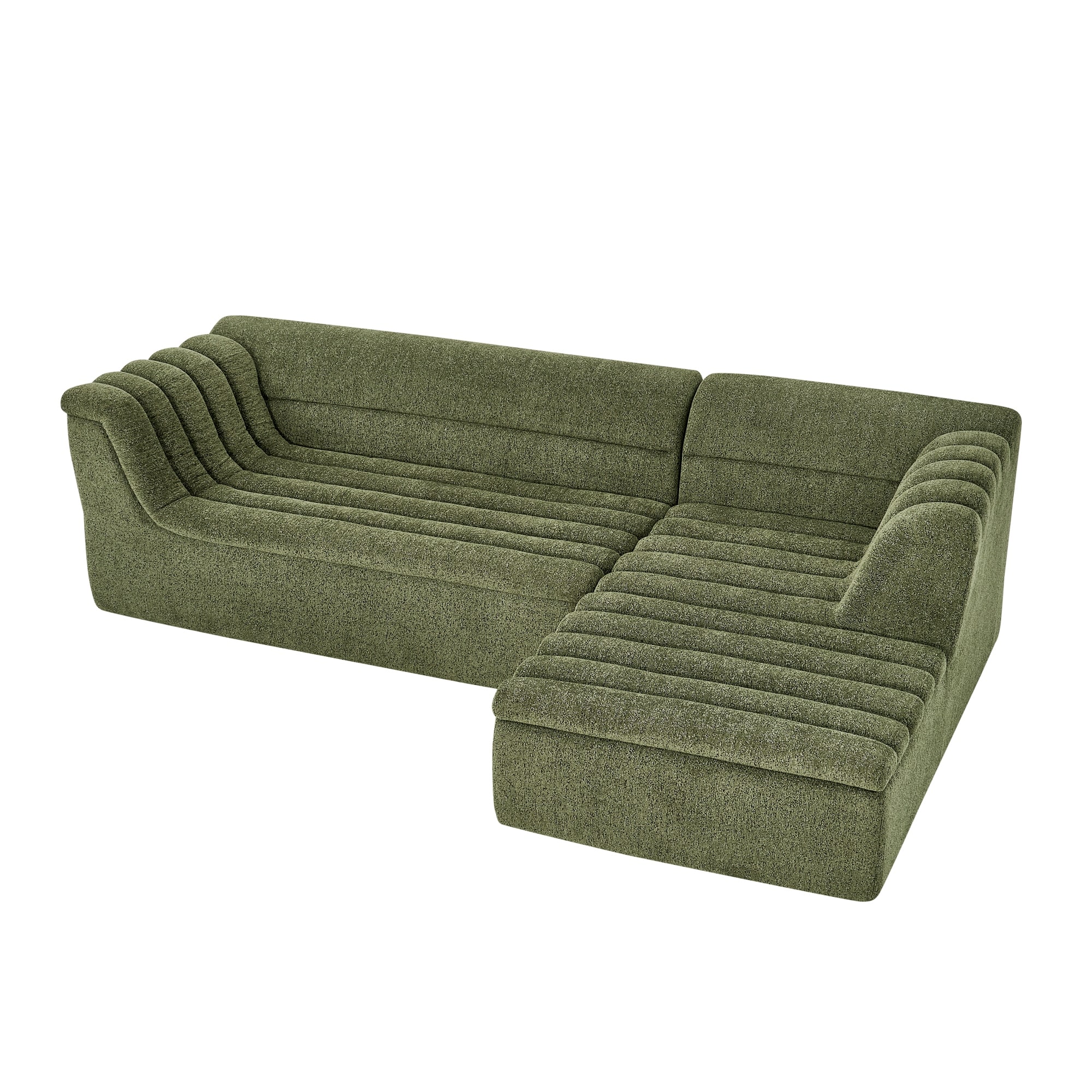 Modular Sectional Sofa with L-Shape Chaise Lounge, Chenille Upholstered Boneless Couches, Corner Sofa with Wave-Shaped Armrest