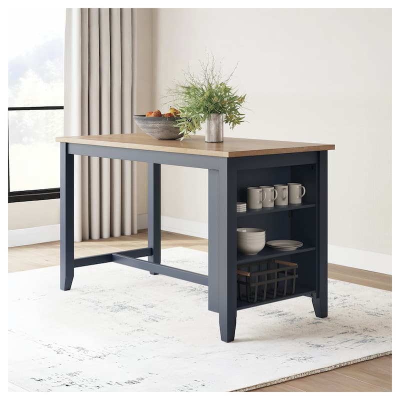 Signature Design by Ashley Gesthaven Counter Height Dining Table - 60" W x 30" D x 36" H - Light Brown/Blue