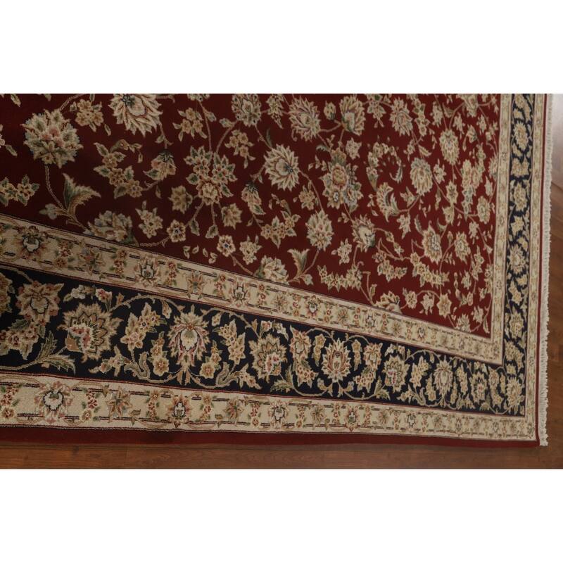 All-Over Floral Kashan Chinese Area Rug Hand-Knotted Wool Carpet - 8'7" x 11'7"