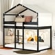 preview thumbnail 28 of 34, Twin Over Twin House Bunk Bed with Tent, Solid Wood Double Bedframe Espresso - Twin