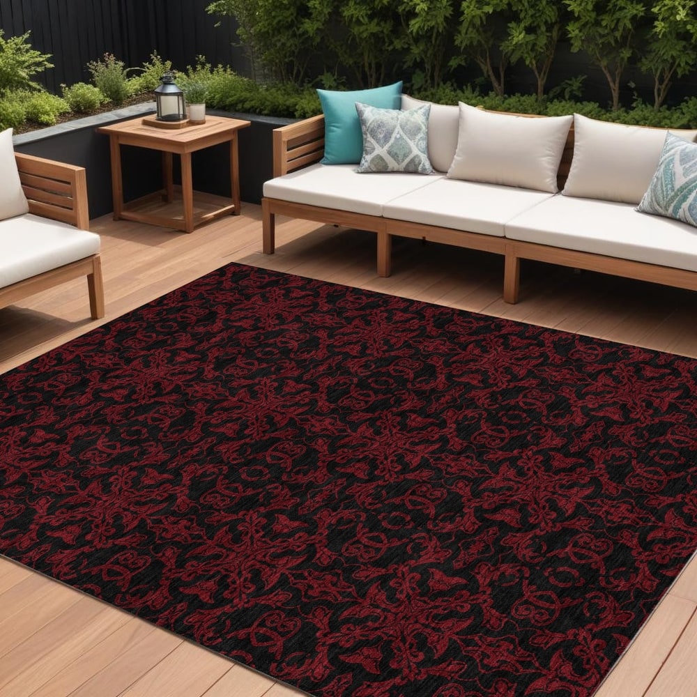 HomeRoots Medallion Transitional Rectangle Outdoor Rug