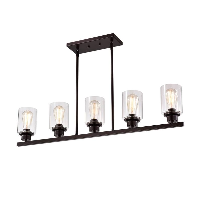 Contemporary Dimmable Pendant 5 Lights for Kitchen Island with 54" Rods - 58*39*5
