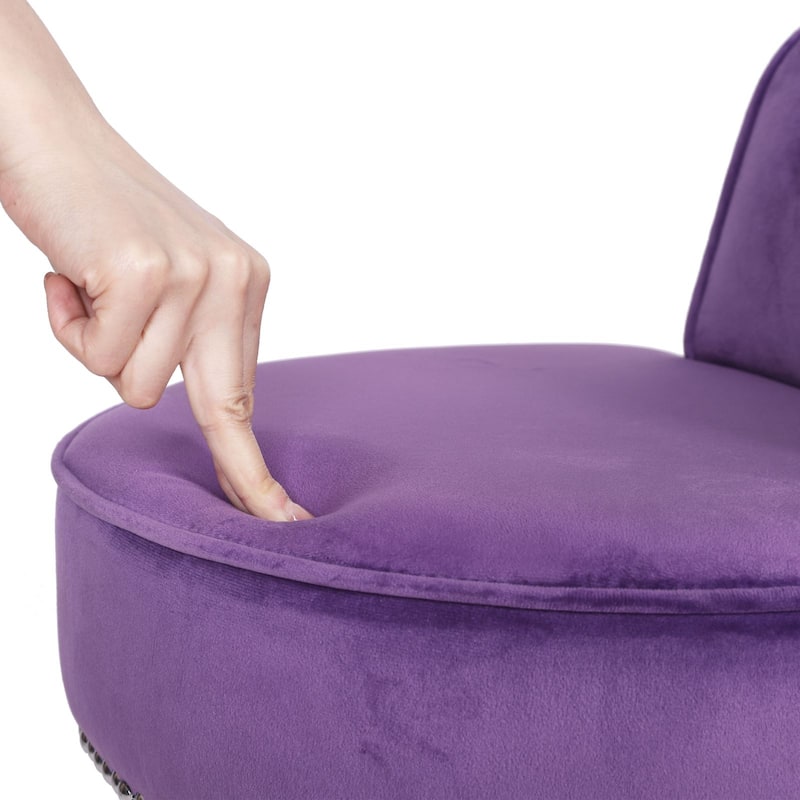 VEIKOUS Makeup Vanity Stool Chair with Low Back and Wood Legs-17.3" x 15.7" x 25.1"