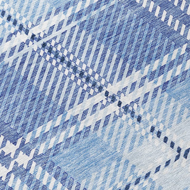Machine Washable Indoor/ Outdoor Chantille Plaid Cozy Rug