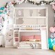 preview thumbnail 2 of 18, Wooden Twin-Over-Twin Bunk Bed with Slide, Multifunctional House Bed with 2 Storage Drawers