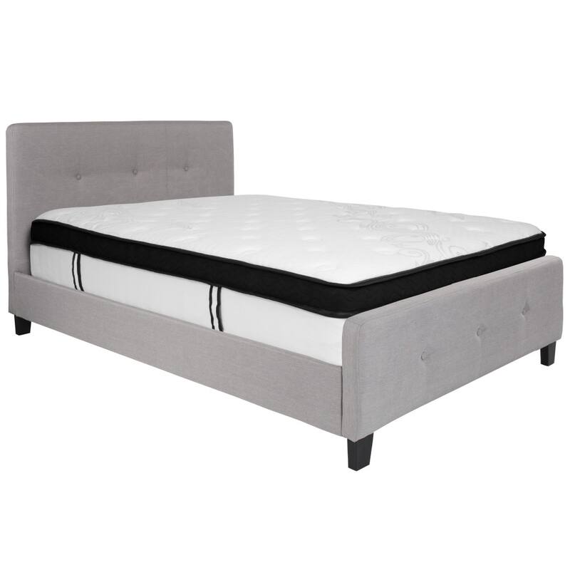 Button Tufted Platform Bed with Memory Foam Pocket Spring Mattress
