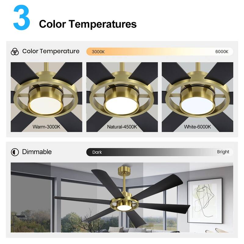 60 in. 6-Plywood Blades Indoor LED Ceiling Fan with Remote