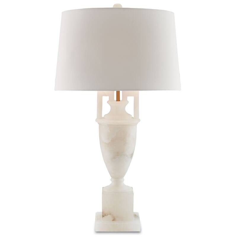 Currey & Company Clifford White Table Lamp - 32.5"h x 18"dia - 32.5"h x 18"dia - Natural/Coffee Bronze