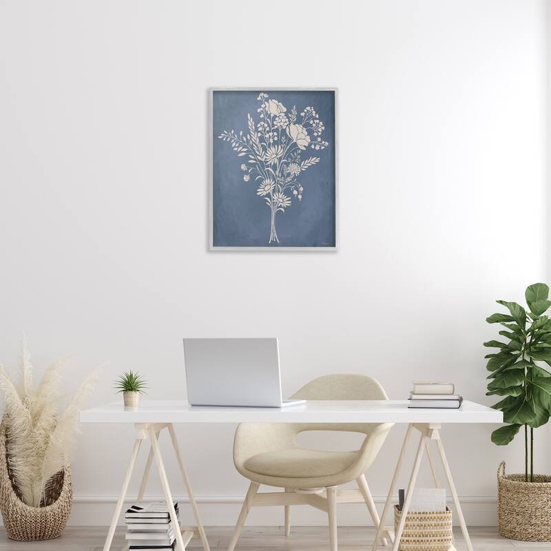 Stupell Garden Bundle over Blue Framed Giclee Art Design By Cat Thurman Designs