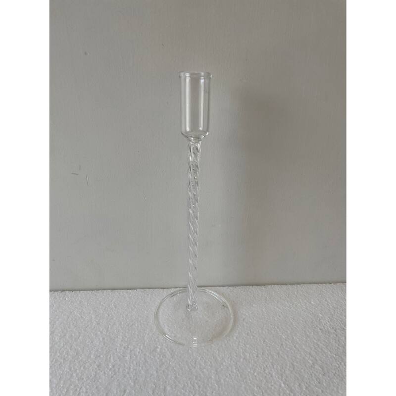 Glass Clear Candle Stand H 10.5" & Dia 3.5" - CLEAR