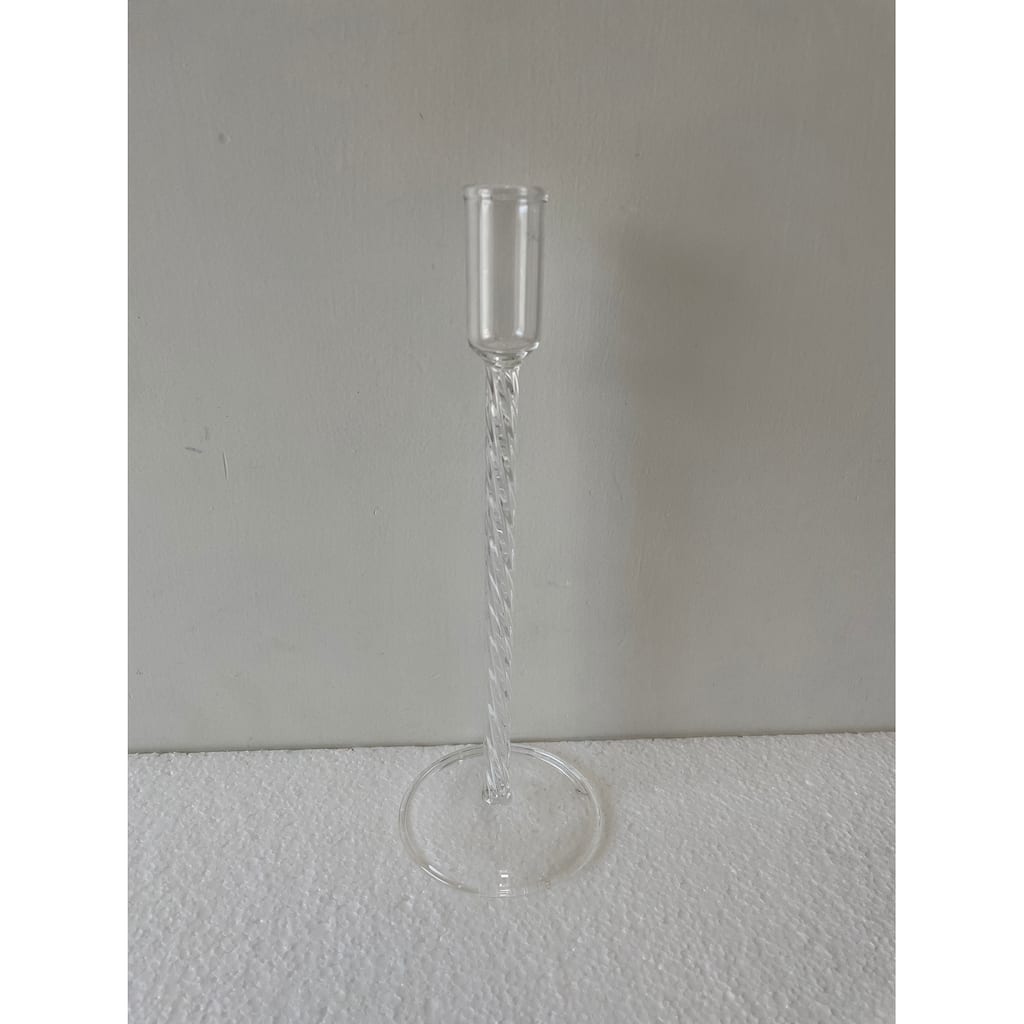 Glass Clear Candle Stand H 10.5" & Dia 3.5" - CLEAR