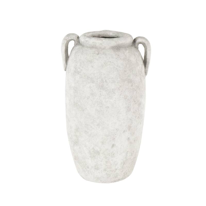 Ceramic Antique Style Textured Vase with Handles - Copper or White - Roche River Decor - White